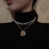 South Korean goods, brand golden necklace from pearl, short universal chain for key bag , sweater