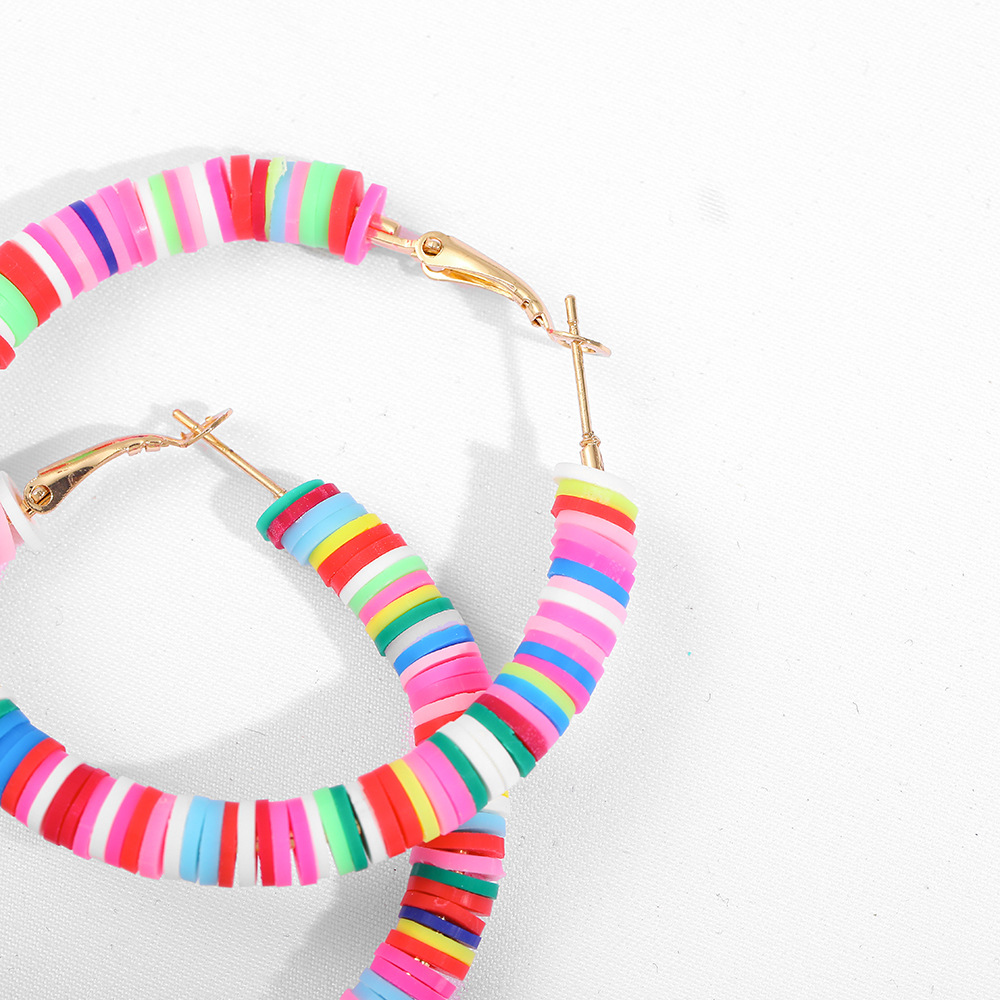 hot sale beach C-shaped soft pottery color exaggerated earrings wholesale