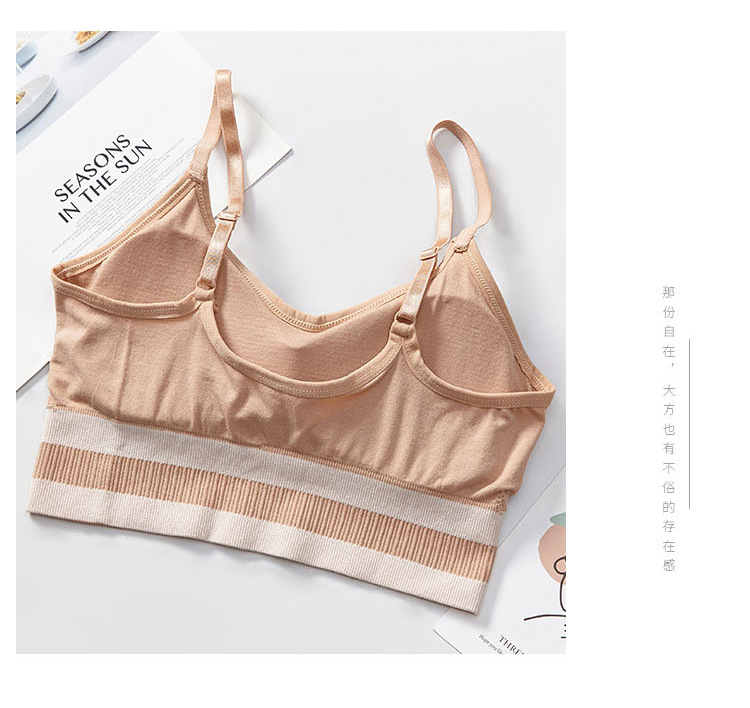 New seamless mid-length beauty back-wrapped chest thread sports anti-glare underwear women's vest adjustable shoulder strap bra detail image 16