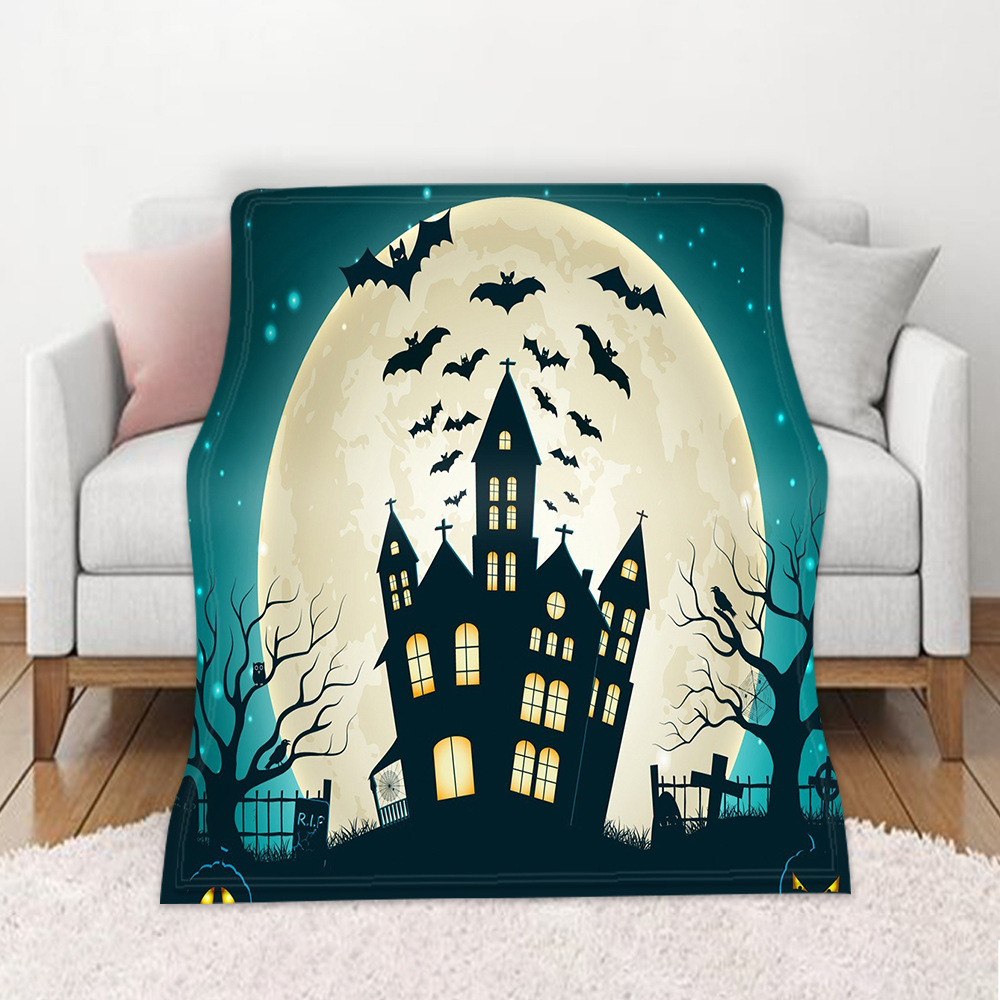 DIY定制毛毯万圣秋冬保暖沙发盖毯 高清印花双面法兰绒空调毯