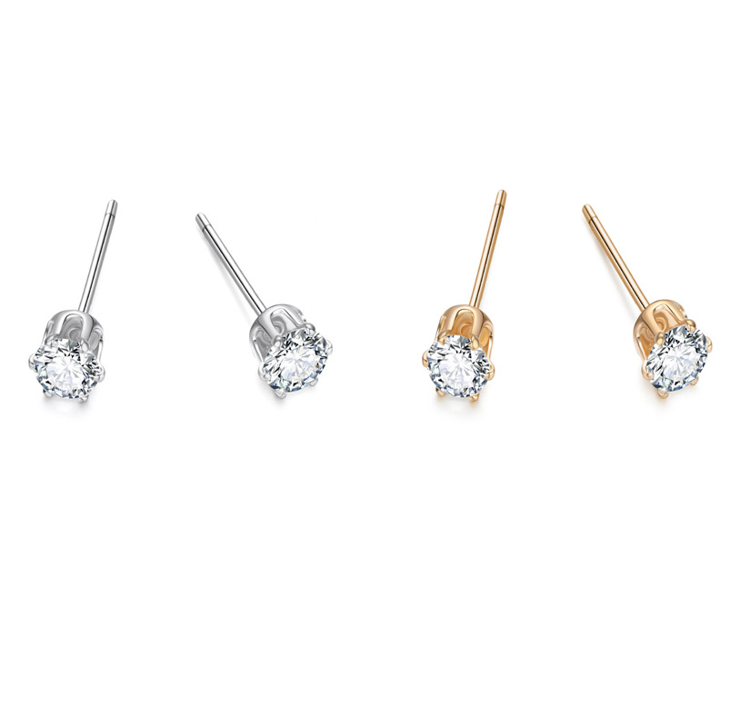 4mm Bijoux Simples Boucles D'oreilles En Zircon Mot Minimaliste Oreille Aiguille En Os Aiguille Mini Boucles D'oreilles En Gros Nihaojewelry display picture 1