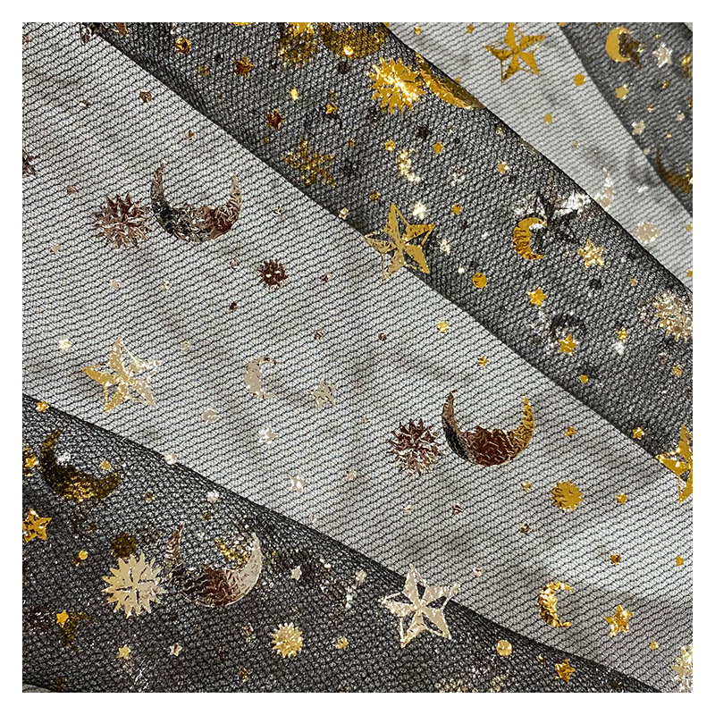 Fabricante de suministro de estrellas estampado tela de malla vestido de Halloween tela de ropa infantil