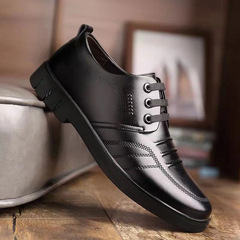 Men's Leather Shoes Breathable Korean Style Business British Men's Shoes Round Toe Soft Sole Imported Casual Shoes Work Shoes Drop Shipping One Piece