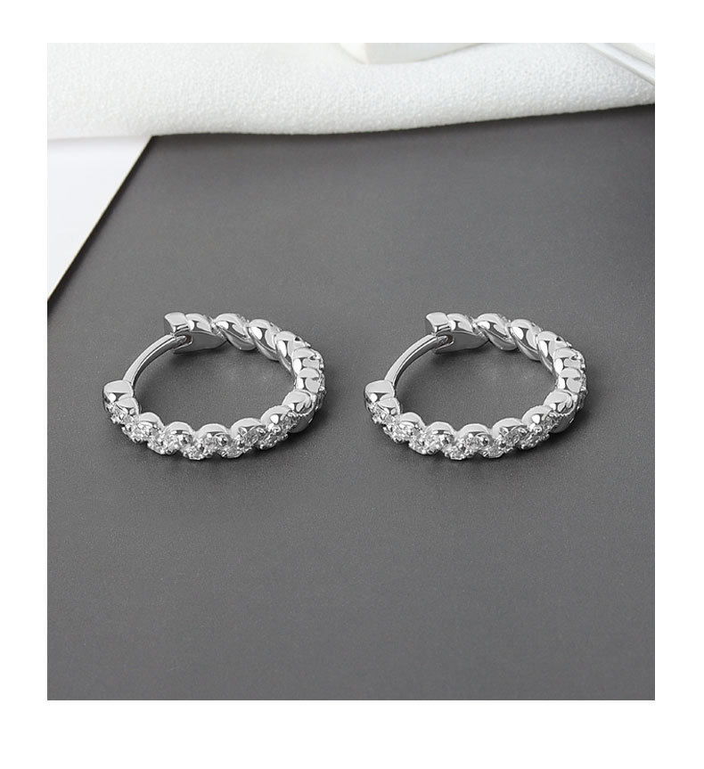 1 Pair Simple Style Circle Plating Copper Zircon Hoop Earrings display picture 7