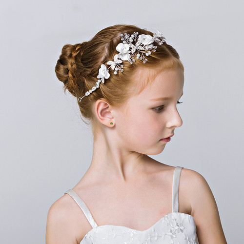 Children's hair accessories flower girls headdress Princess hair band girl's headdress birthday performance accessories white