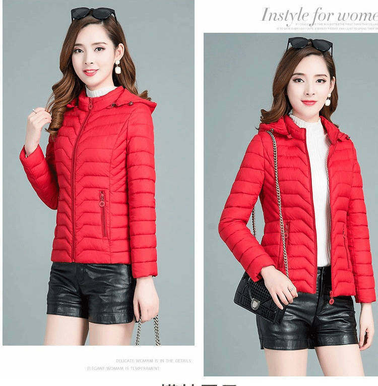 Chaqueta corta de algodón con capucha para mujer — ligera, cálida, ideal otoño/invierno, estilo mamá, suministro mayorista image 7