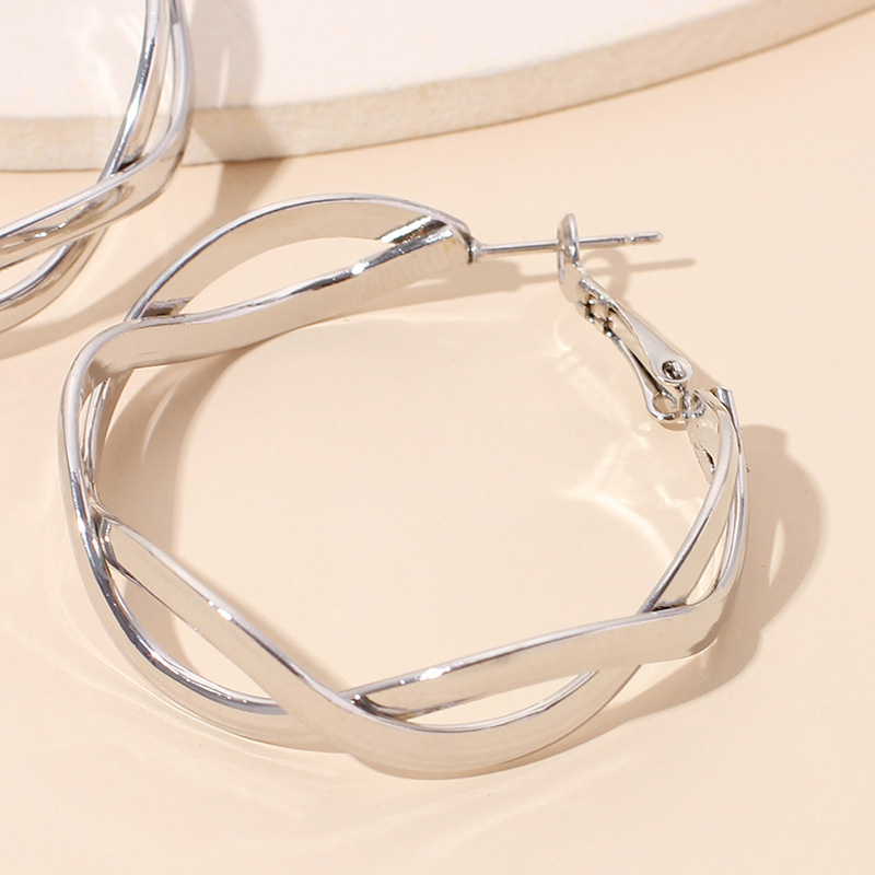14g Weight Earrings Classification Wedding, Birthday Occasion Geometric Pattern Women'S Gender Gold, Silver Color New Ladies Geometric Big Circle Earrings Wholesale Nihaojewelry 5