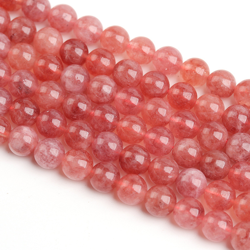 Natural Ice Seed Strawberry Crystal Scattered Round Beads Semi-finished display picture 1