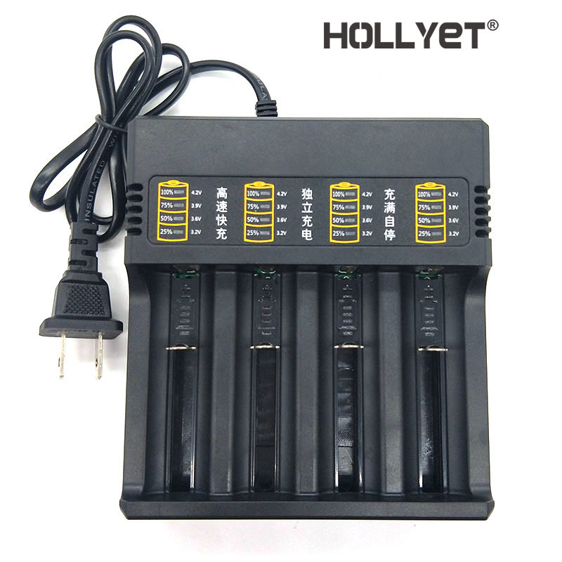 18650充电器四槽线充电量显示锂电池26650快充通用四槽线充设计
