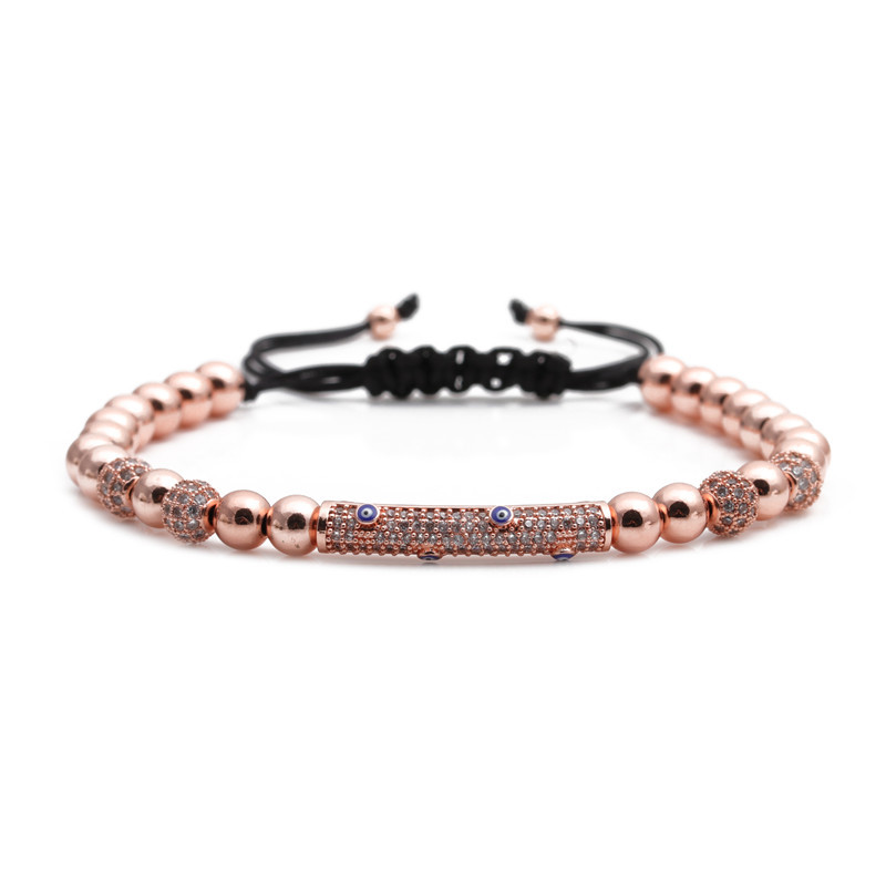 Zircon Diamond Ball Copper Bead Devil's Eye Woven Adjustable Bracelet display picture 6