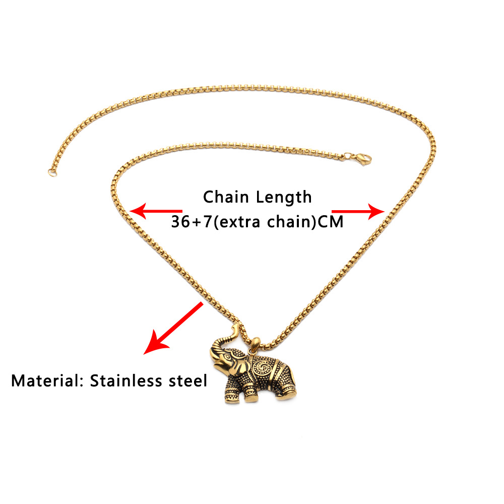 Einfache Stahl Elefanten Anhänger Halskette display picture 1
