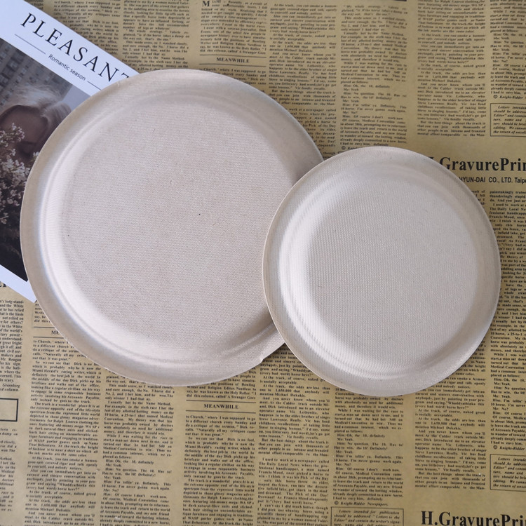 一次性秸秆纸浆碟画画盘水果盘蛋糕盘快餐盘50只装厂家直销