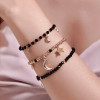 Fashionable set handmade, black beaded bracelet, suitable for import, European style, 3 piece set