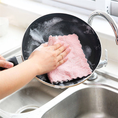 双面双色层菠萝纹珊瑚绒不沾油不掉毛懒人抹布洗碗布家务清洁巾