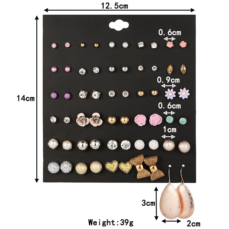 1 Set Lady Classic Style Heart Shape Flower Butterfly Inlay Alloy Artificial Gemstones Ear Studs display picture 2