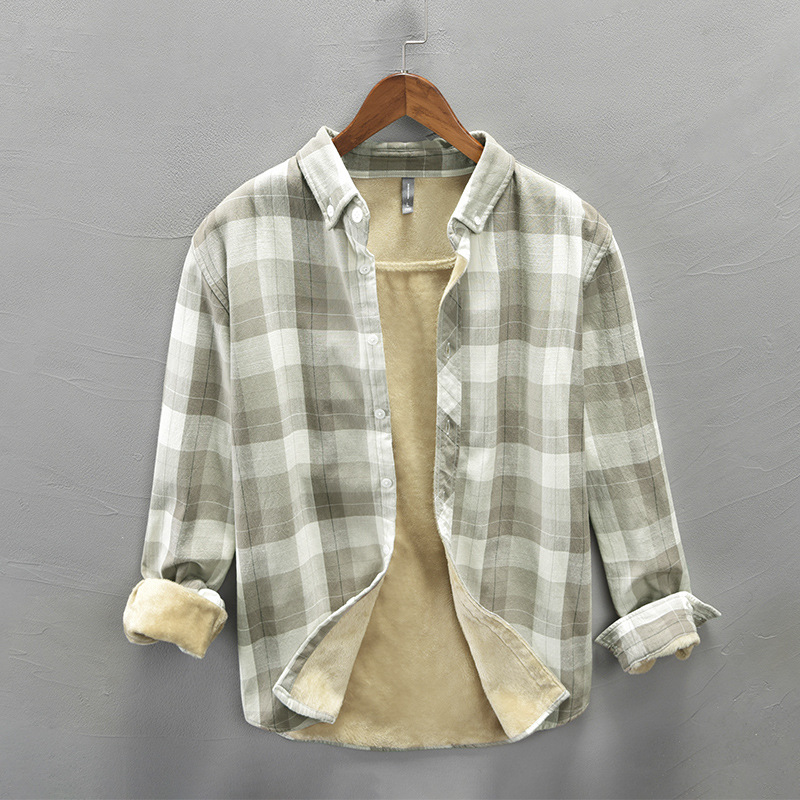 Z125 autumn and winter new men's plaid plus velvet shirt a generation of hair