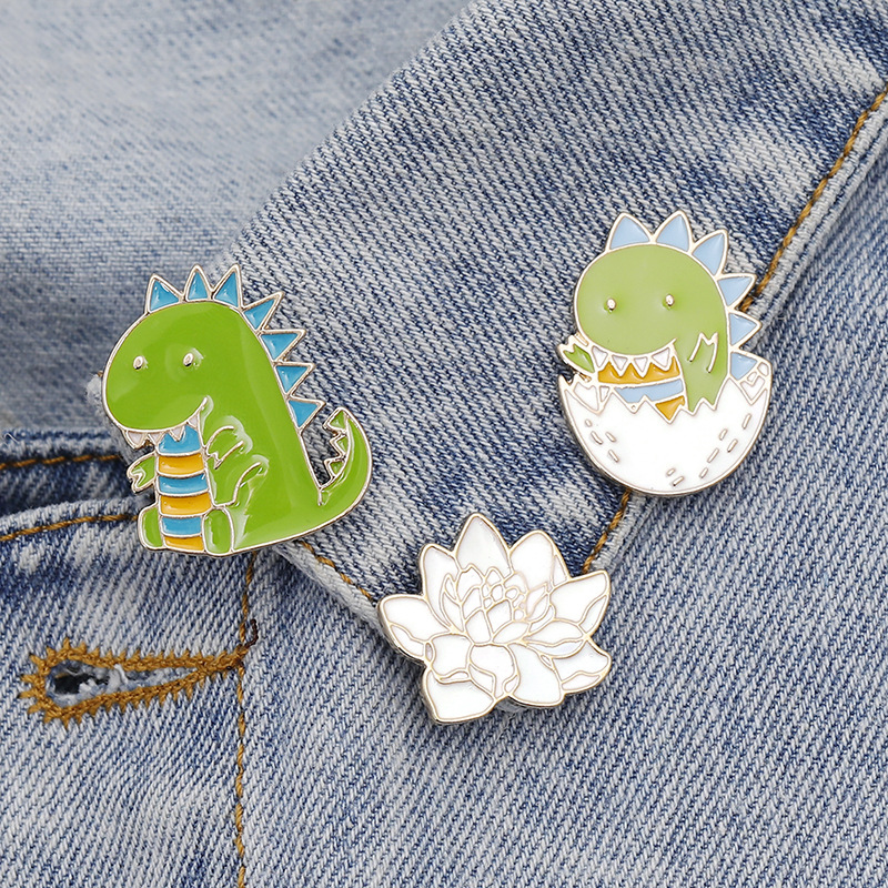 New Small Dinosaur Brooch Egg Shell Dinosaur Baby Badge Cute Lotus Badge Bag Cowboy Badge Wholesale Nihaojewelry display picture 2