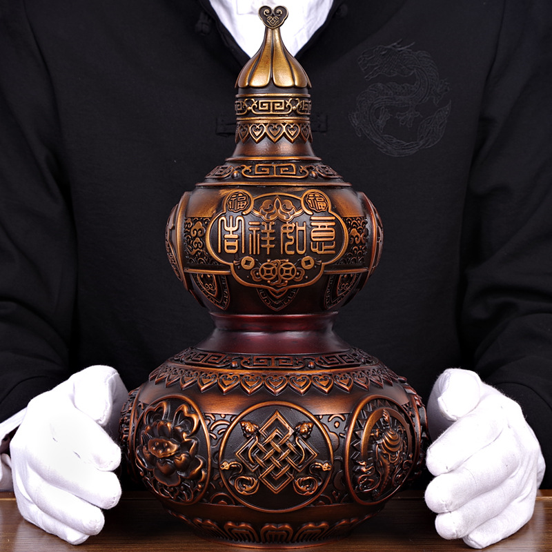 纯铜葫芦工艺品摆件 玄关财位公司办公室桌摆设|ms