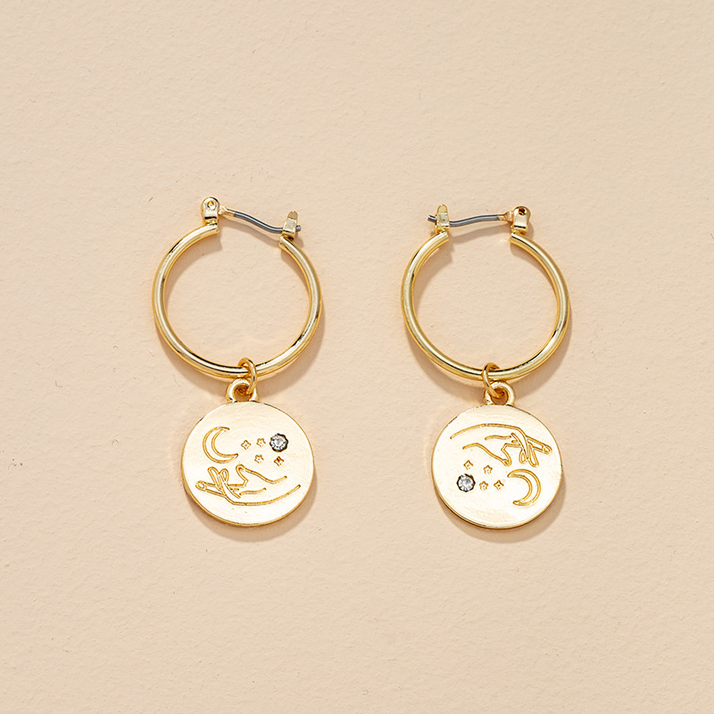 Stars And Moon Metal Earrings display picture 6