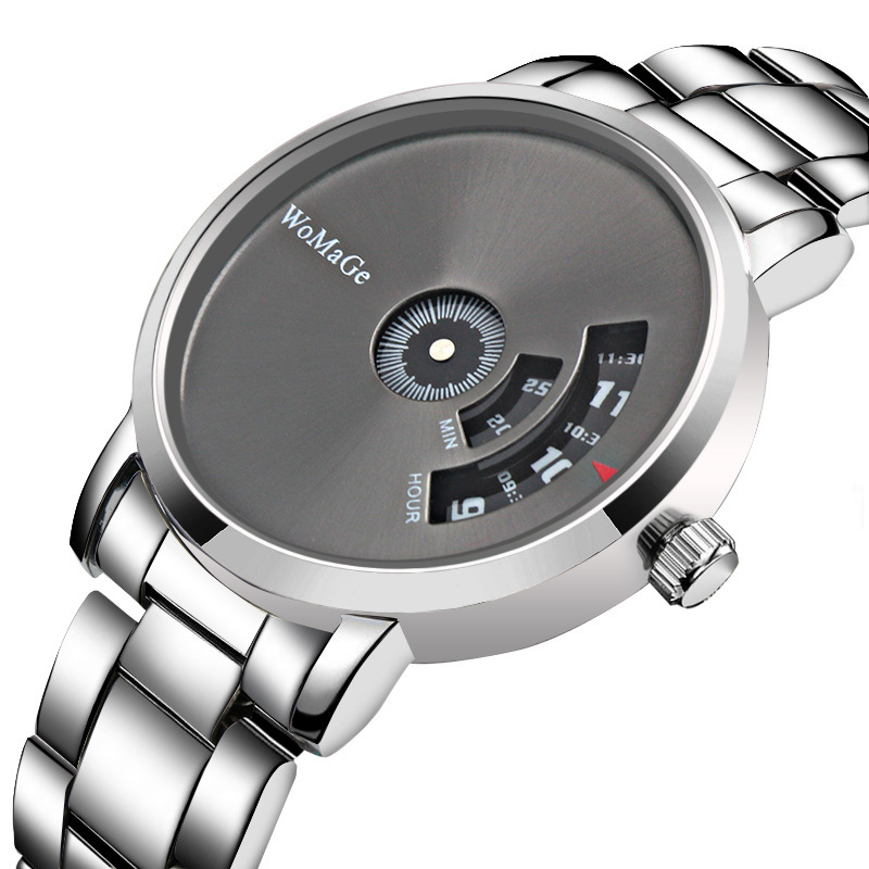 Fashion Turntable Alloy Quartz Steel Band Watch Silver Steel Band  Couple Watch Wholesale display picture 1
