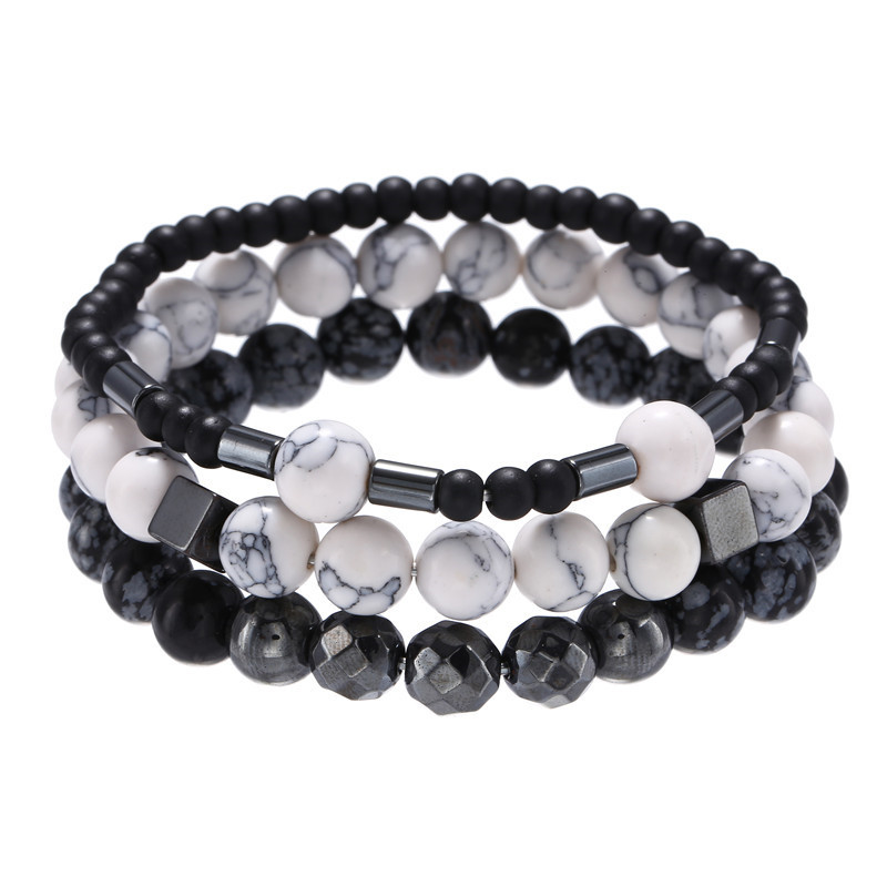 New Fashion Natural Stone Simple Elastic Bracelet Set Wholesale display picture 6