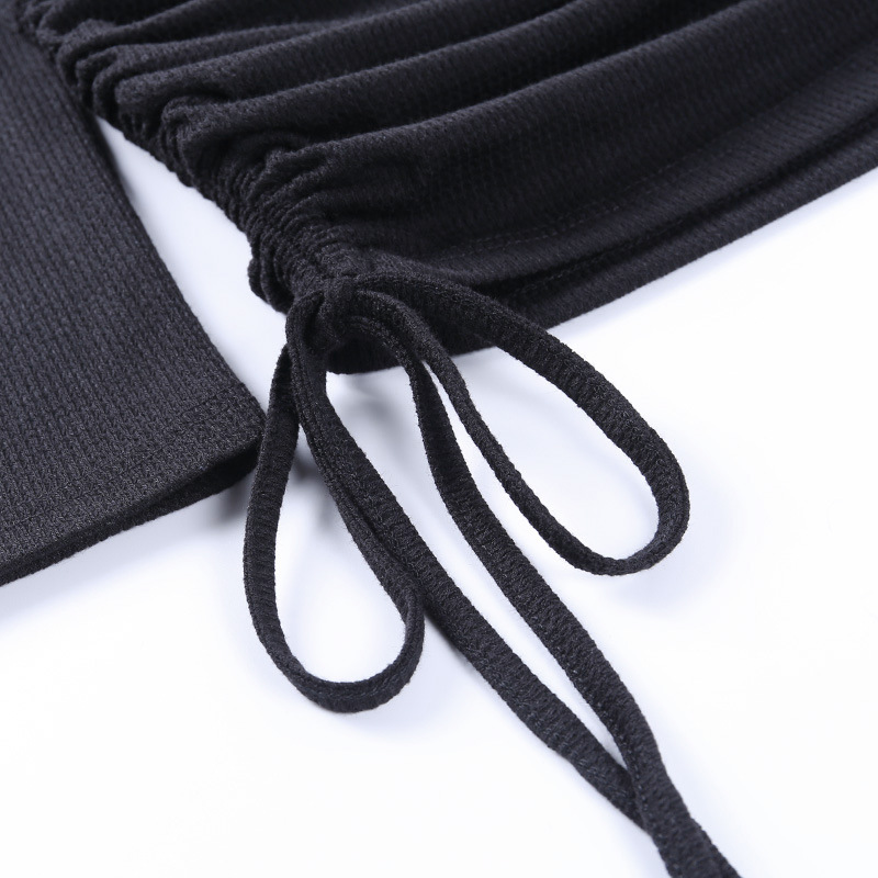 halter neck lace long-sleeved backpack hip knit short dress   NSSU13260