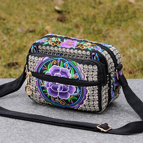 Directo de fábrica Nueva Yunnan estilo étnico bordado bolsa de mensajero de las mujeres bolsa pequeña bolsa ligera simple retro bolsa casual
