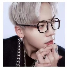 Iron Man Chen Wei Ting Same Style Double Bar Anti-Blue Light Flat Frame Steel Frame Men's Fashion Myopia Glasses 0039