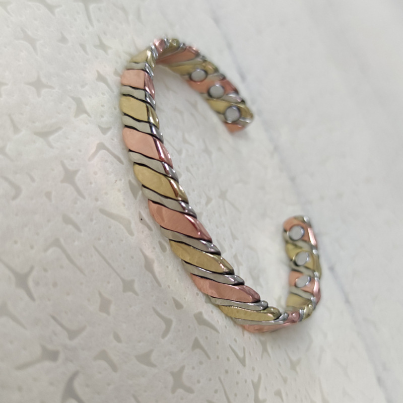 38g Weight Bangle Classification Simple Style Classic Style Color Block Copper Magnetic Men's Bangle Men Cuff & Bangle