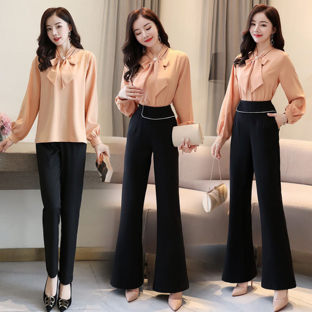 2020 spring new long sleeve slim temperament solid elegant bow collar professional ol shirt