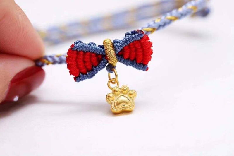Hard Gold Kitten Claw on the Run Princess Bracelet Foot Gold 999 Kitten Claw Bow Hand Strap 24k Rope Bracelet Hard Gold Kitten Claw on the Run Princess Bracelet Foot Gold 999 Kitten Claw Bow Hand Strap 24k Rope Bracelet