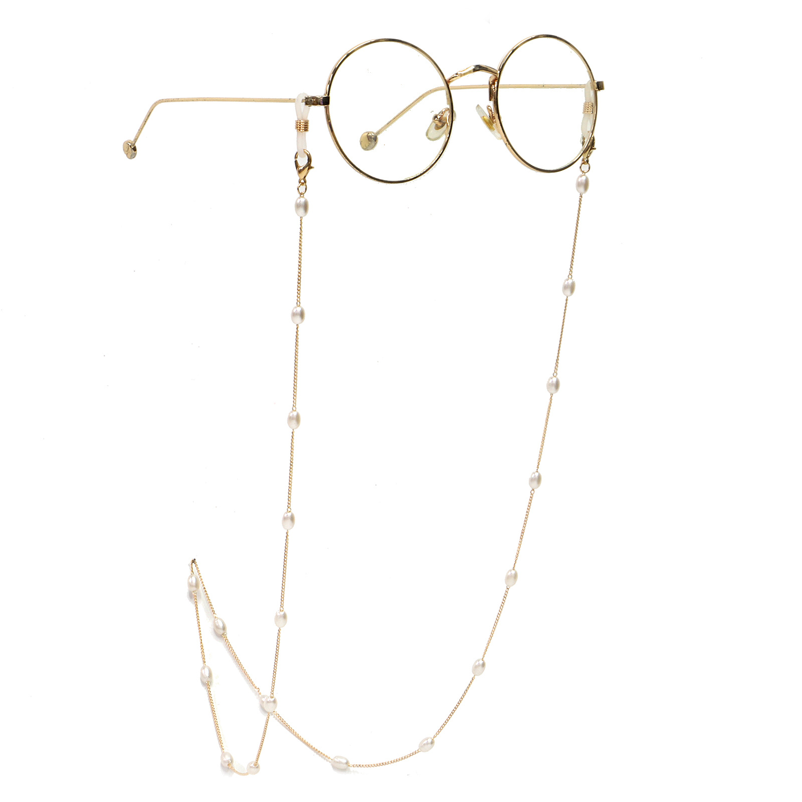 New Rice-shaped Pearl Golden Glasses Chain Sunglasses Anti-lost Anti-drop Glasses Rope Eye Lanyard Wholesale Nihaojewelry display picture 4