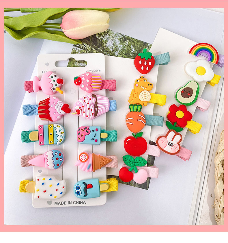 Korean Children's Hairpin Set Cloth-covered Hairpin Duckbill Clip Cartoon Side Clip Wholesale Nihaojewelry display picture 6