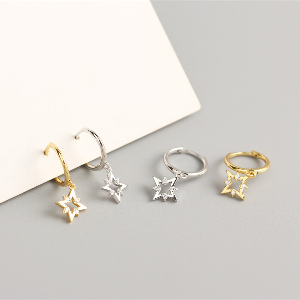 Star Fashion 925 Sterling Silver Gem Plating Earrings display picture 4