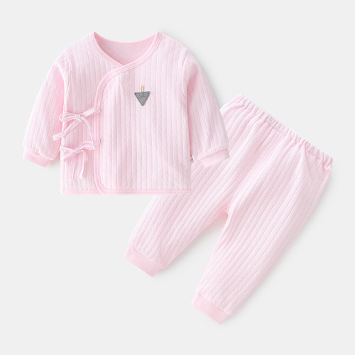 Newborn baby underwear set, pure cotton spring and autumn clothes, two-piece set, split baby autumn clothes, newborn monk suit