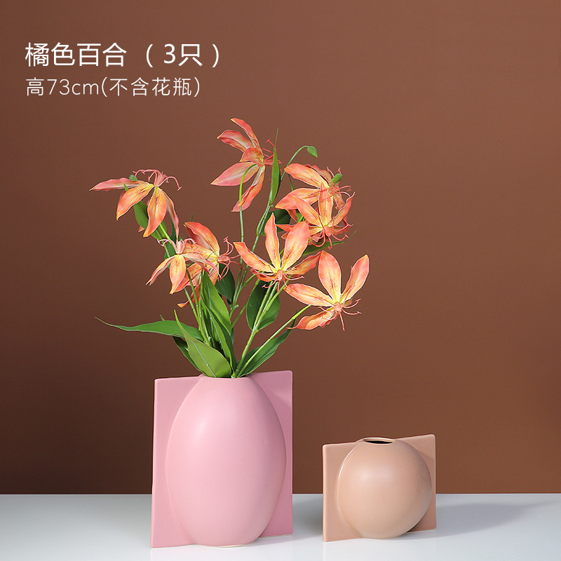 Nordic simple forma del molde florero de cerámica decoración color creativo artesanías diseñador decoración suave