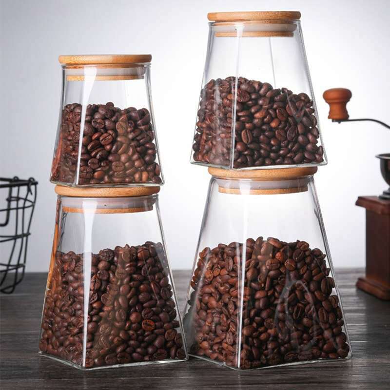 Tarro de almacenamiento cuadrado de vidrio de gran capacidad tubo de vidrio de borosilicato cuadrado grano