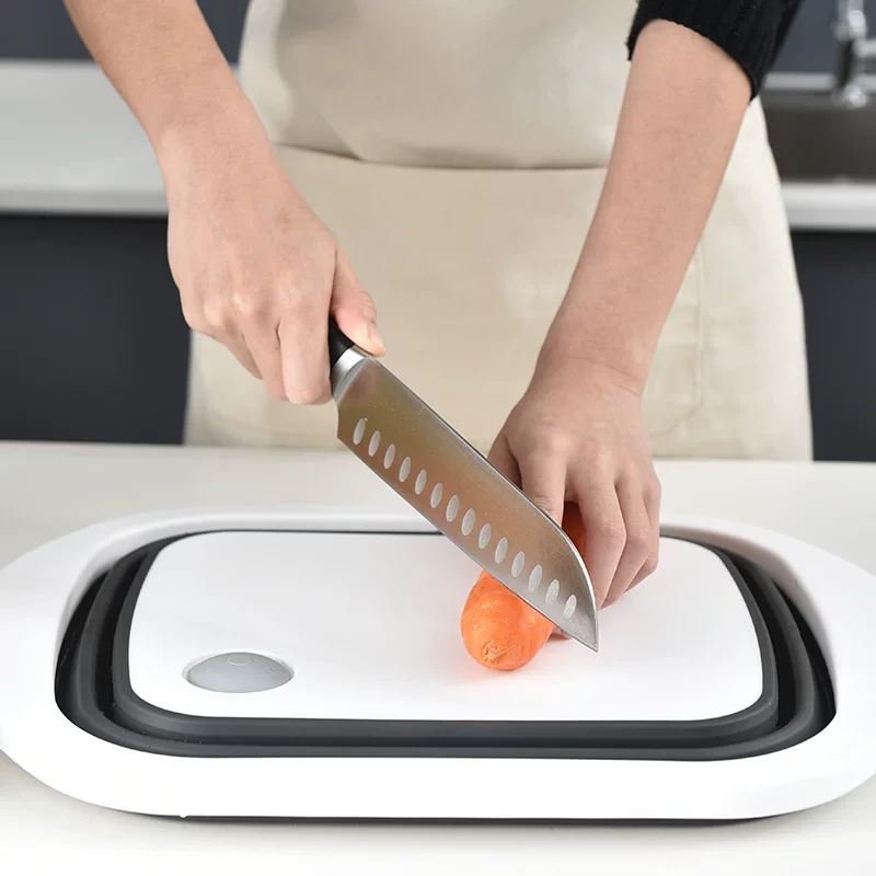 Douyin's same multi-purpose folding cutting board kitchen tool drain basket three-in-one cutting board kitchen cutting board cutting board
