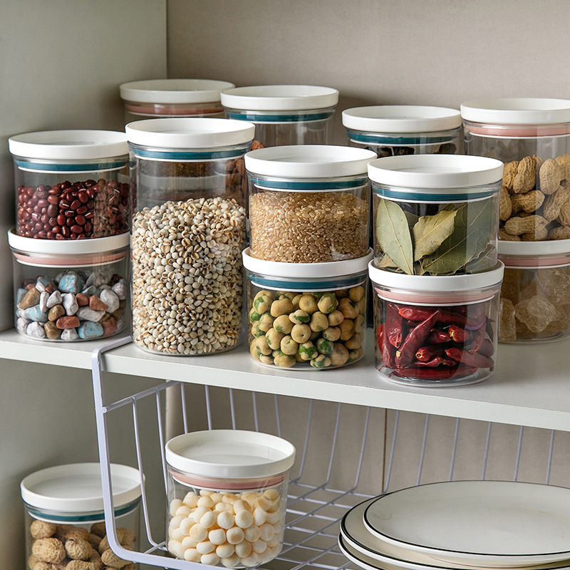 Japanese-style superimposed grain storage tank Plastic sealed jar with lid in the kitchen Food storage crisper