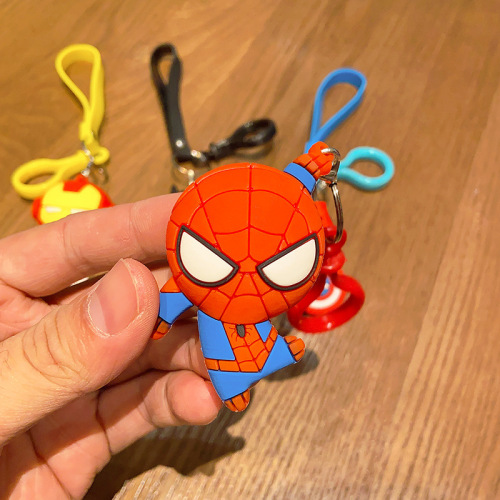 Avengers Cartoon Keychain Spider-Man Cute PVC Keychain School Bag Pendant Car Key Pendant