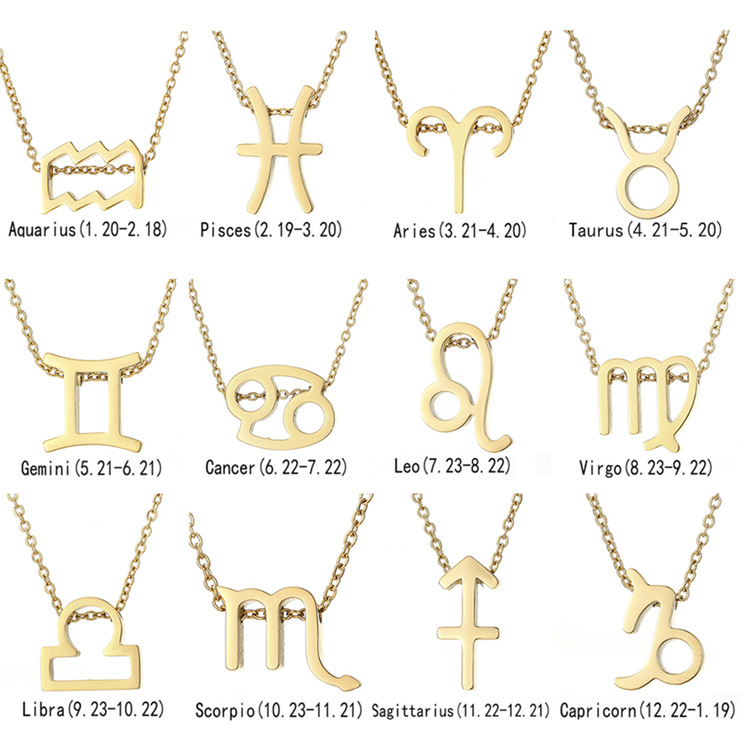 Fashion 12 Constellation Pendant Titanium Steel Necklace display picture 14