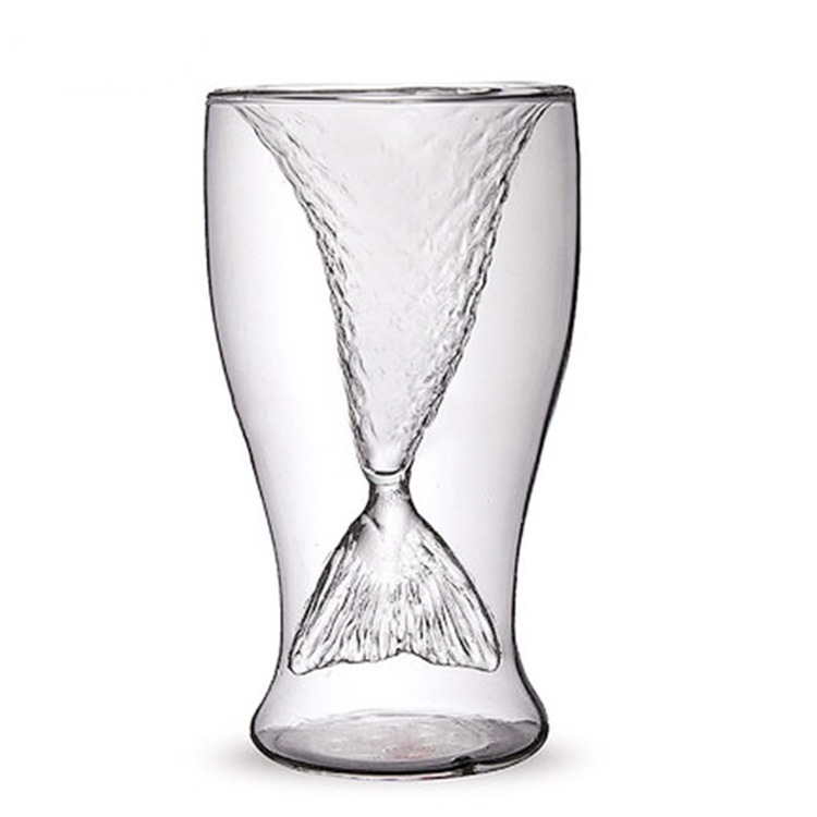 Fashion Creative Glass Cocktail Glass Personality Mermaid Tail Glass Red Wine Glass Cocktail Glass Double Heat-resistant Water Glass