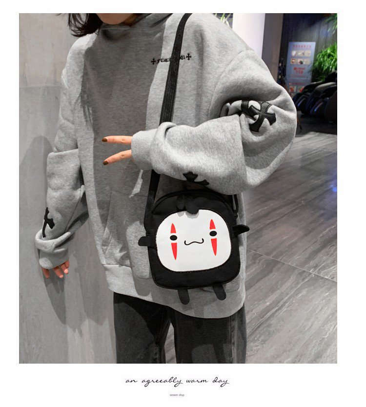162g Weight Canvas Lining Material Zipper Closure Type Single Shoulder Strap Strap Type Crossbody Bag Bags Type Casual, Shopping Occasion Canvas Material Cartoon Pattern All Seasons Season Women's Gender Cute Style Medium Size Women's Medium Canvas Cartoon Cute Zipper Crossbody Bag 6