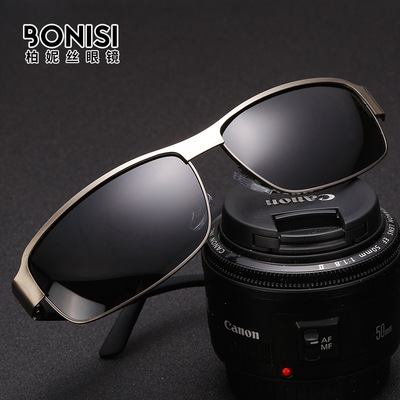 男士太阳镜偏光太阳眼镜方形金属墨镜驾驶镜钓鱼眼镜8485工厂直销