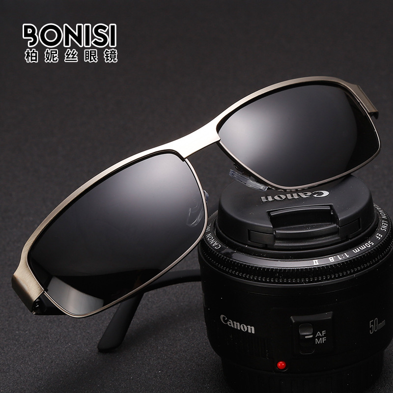 男士太阳镜偏光太阳眼镜方形金属墨镜驾驶镜钓鱼眼镜8485工厂直销