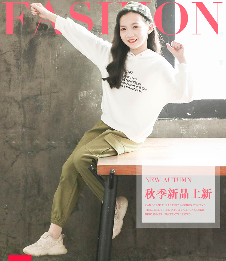 女童裤子春秋韩版儿童工装裤休闲运动洋气中大童秋装女孩长裤秋款