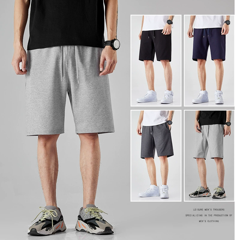 Повседневные шорты в гонконгском стиле, мужские летние новые модные свободные пятиконечные брюки, однотонные Молодежные шорты со средней талией и шнурком, 2020