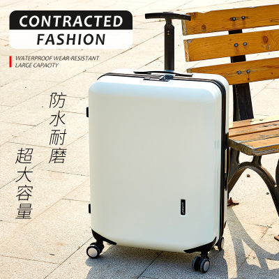 trunk One piece On behalf of Single pole suitcase Universal wheel men and women Boarding case pc zipper suitcase Leather trunk pull rod