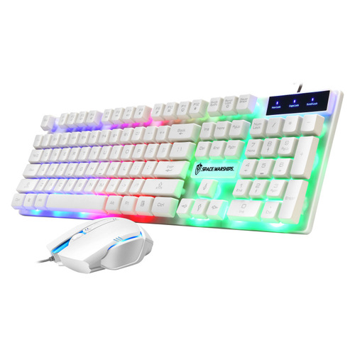 Milang T6 luminous gaming keyboard and mouse set Internet cafe installed wired USB rainbow floating backlight keyboard and mouse
