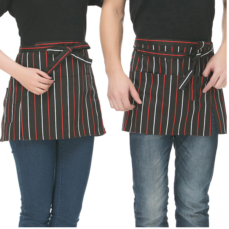 Camarero hombres y mujeres corto delantal negro restaurante del hotel restaurante Occidental cafetería cocina media cintura